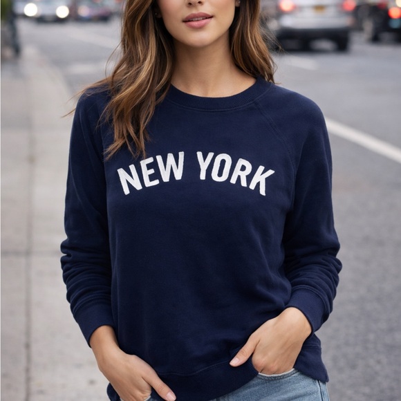 J. Crew Tops - J.Crew “New York” Navy Crewneck Sweatshirt Small Preppy NYC Graphic Pullover